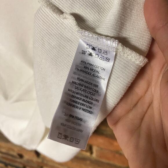 Joie White Knit Short Sleeve Mock Neck Lightweight Knit Top Women's Size XL - Picture 5 of 7